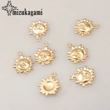 De aleación de Zinc Metal dorado sol redondo Forma de cara encantos colgantes 19mm 6 unids/lote para DIY Fabricación de collares y pulseras Accesorios