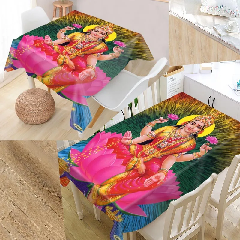 

New Arrival Custom Indian gods Table Cloth Waterproof Oxford Fabric Rectangular Tablecloth Home Party Tablecloth