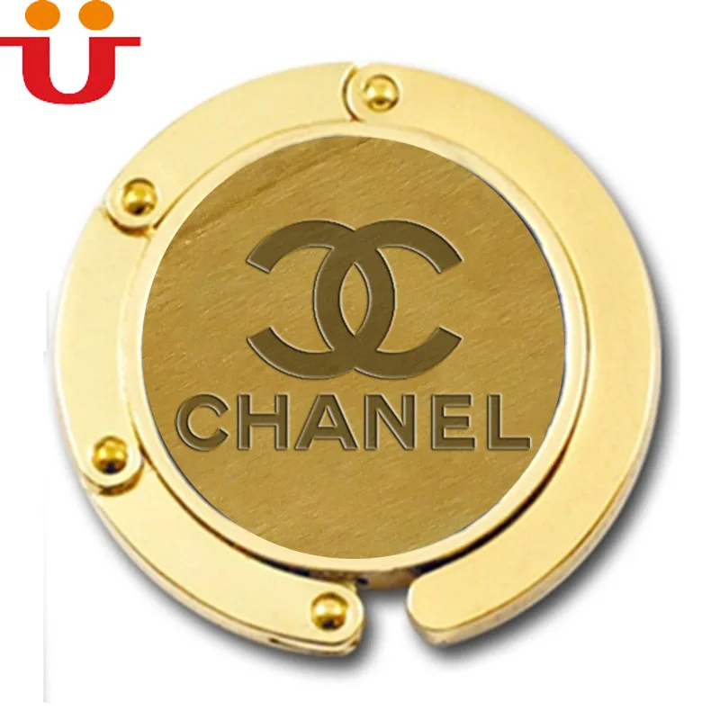

100pcs/ lot Your LOGO Customized Gold Wooden Table Bag Holder Folding Purse Hook Custom Carved Wood Purse Hanger Wedding Gifts