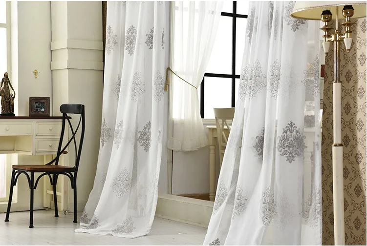 Современные художественные необычные белые вуали, тюль, подзор, украшение для гостиной, спальни, балкона, занавески, цветочный Европейский узор rideaux