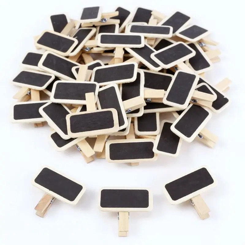 50 Mini blackboard wood message slate rectangle clip clip panel card memos label brand price place number table