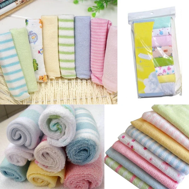 Baby Feeding Cloth Kids Bath Towel Washcloth Bathing Feeding Wipe Soft Cloth 8PC