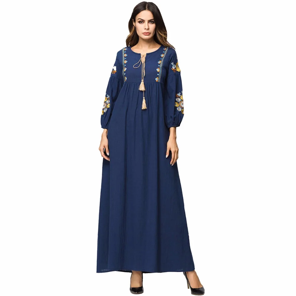 Babalet Women's Muslim Abaya Exquisite Embroidered New Dress Maxi Islamic Dubai Arabian Robe Casual Ramadan Tassel Autumn |