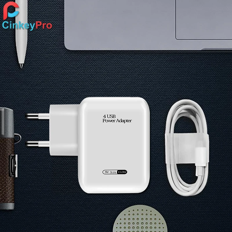 Смарт зарядное устройство CinkeyPro 4 порта несколько стен USB адаптер мобильный