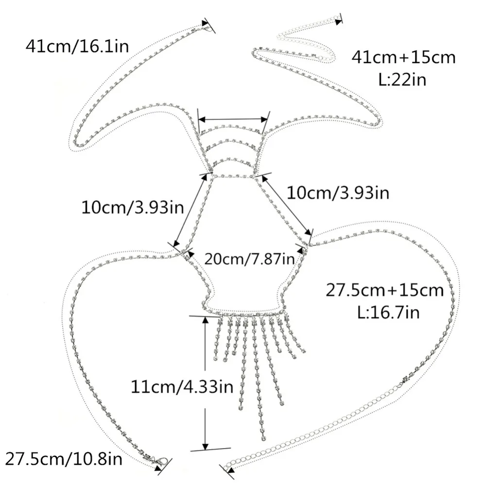 Женская сексуальная кристальная цепочка для тела со стразами Блестящий бюстгалтер цепь тела ювелирные изделия#236799