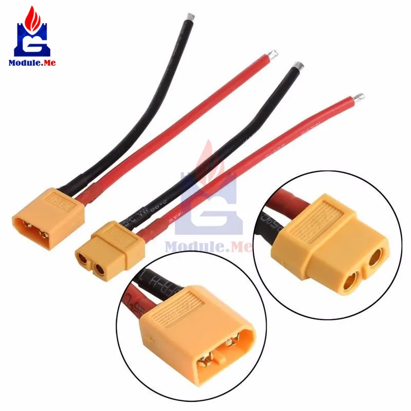 

1SET XT60 Battery Male Female Connector Female Plug with Silicon 14 AWG Wire