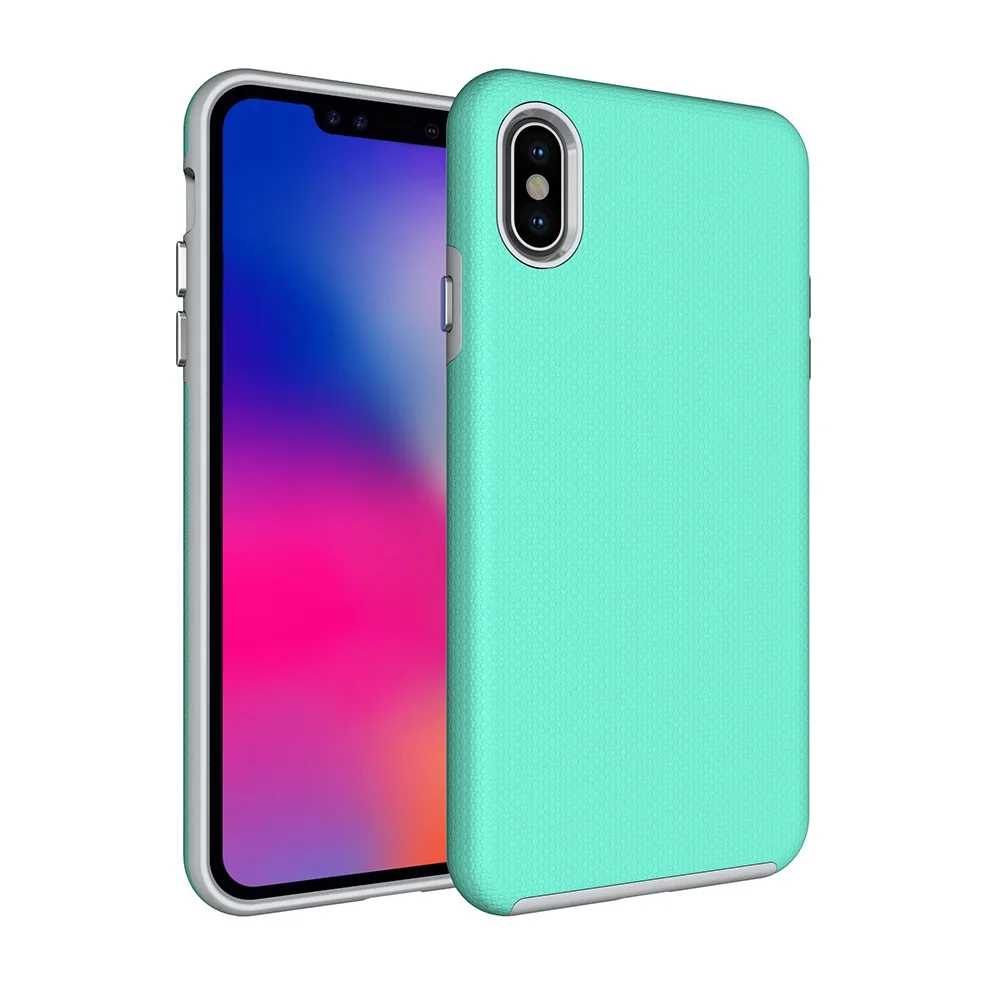 Для iPhone 11 Pro Max X XS Чехол-Броня TPU+ PC двухслойный противоударный чехол для телефона XR 5S 6S 6 7 8 Plus прочный нескользящий чехол - Цвет: Mint Color