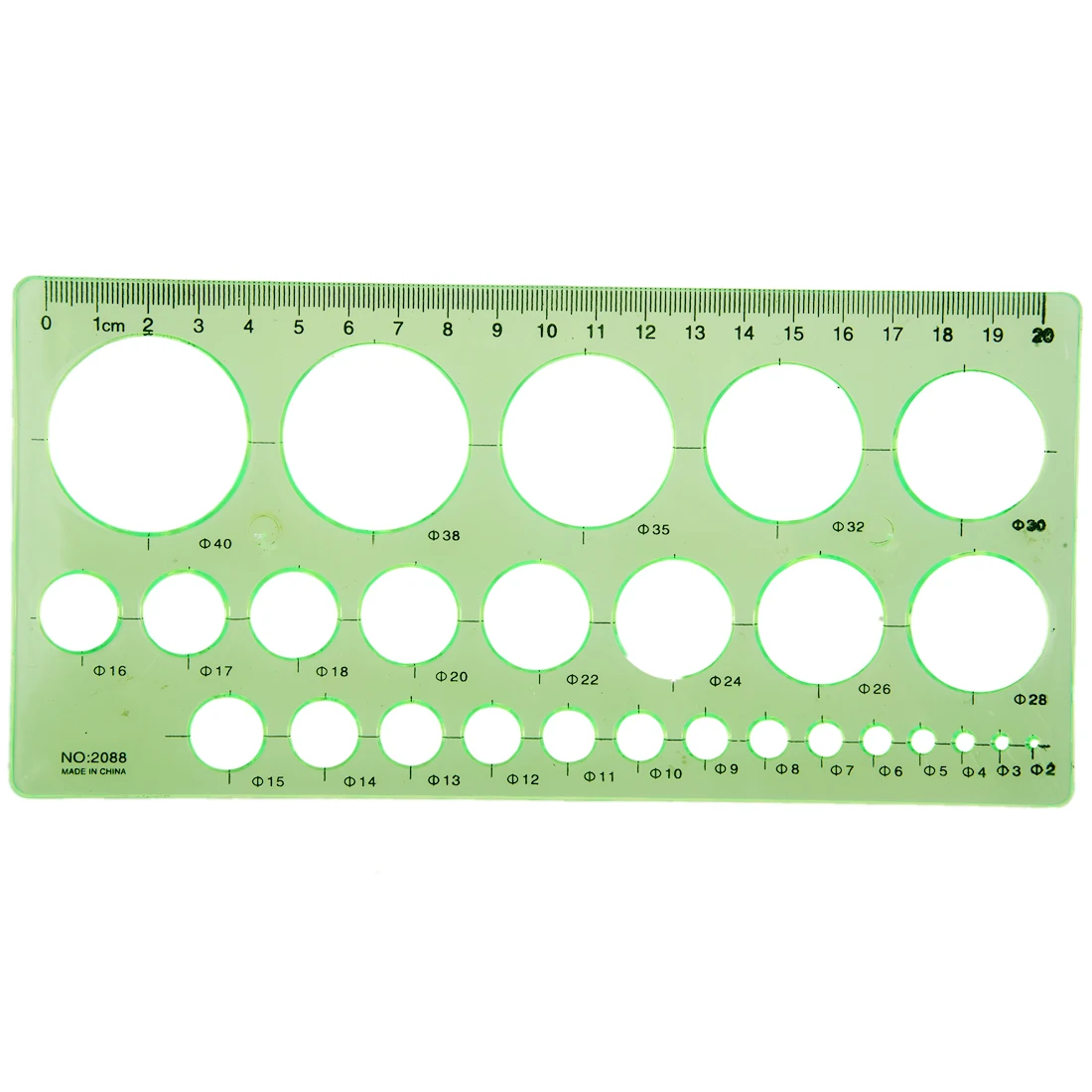 Green Plastic Students Rectangle Shape Drawing Circle Template Ruler