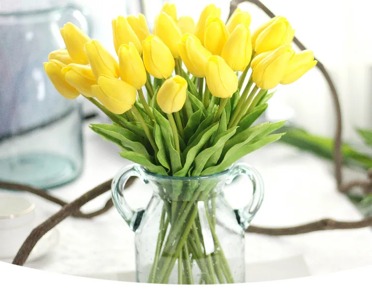 1Pc Artificial tulips Flower for Cheap PU Fake flowers hand made white tulip many color options 7 1