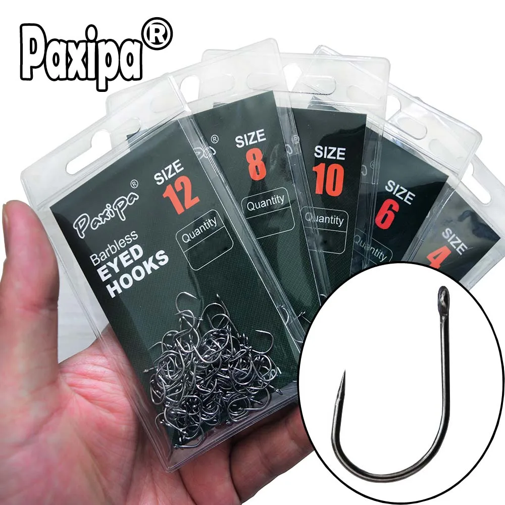 50pcs BARBLESS Circle Carp Fishing Hooks with Hole Size 2 4 6 8 10