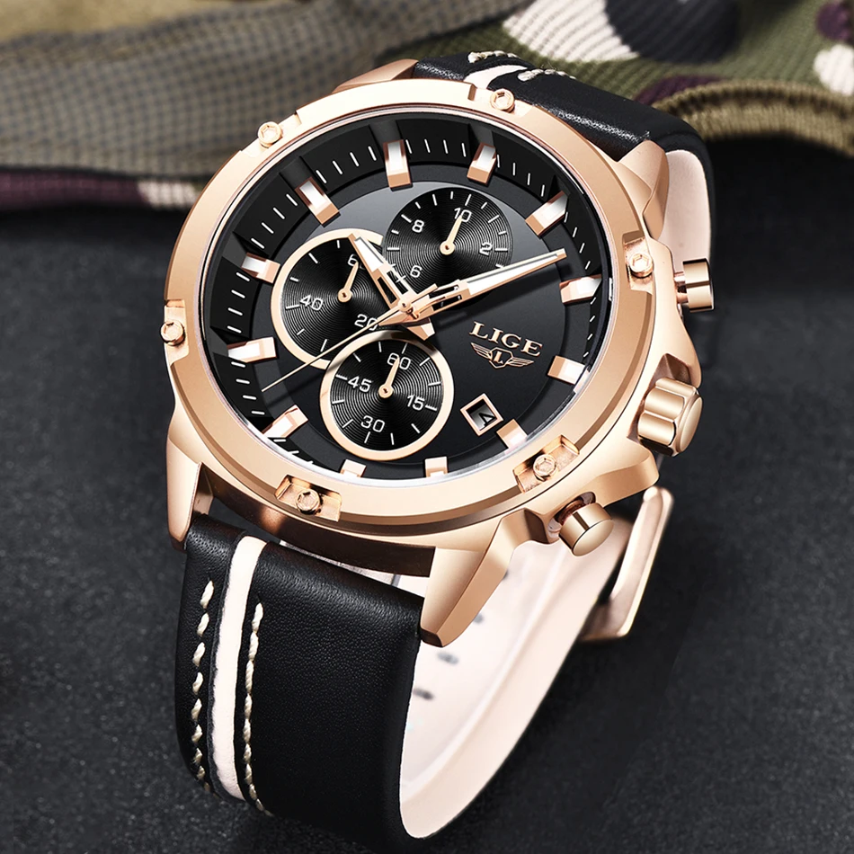 2019 LIGE для мужчин часы Мода хронограф мужской лучший бренд класса люкс кварцевые часы для мужчин кожа водостойкие спортивные часы Relogio Masculino