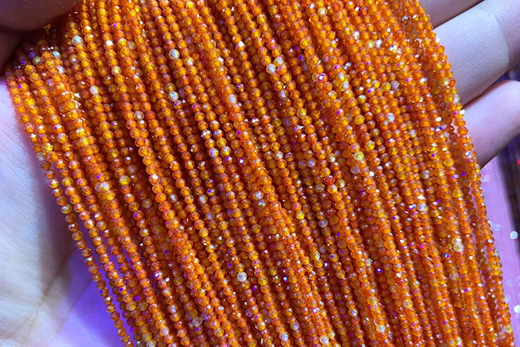 Wholesale AAA 2mm Natural Zircon Faceted Round Natural Stone Beads Beads For Jewelry Making DIY Bracelet necklace - Цвет: orange