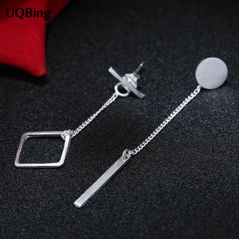 Хорошие ювелирные изделия геометрические слова Асимметричный квадратный 925 стерлингового серебра серьги гвоздики для женщин ювелирные изделия Pendientes Brinco