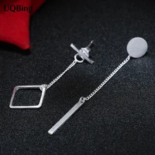 Хорошие ювелирные изделия геометрические слова Асимметричный квадратный 925 стерлингового серебра серьги гвоздики для женщин ювелирные изделия Pendientes Brinco