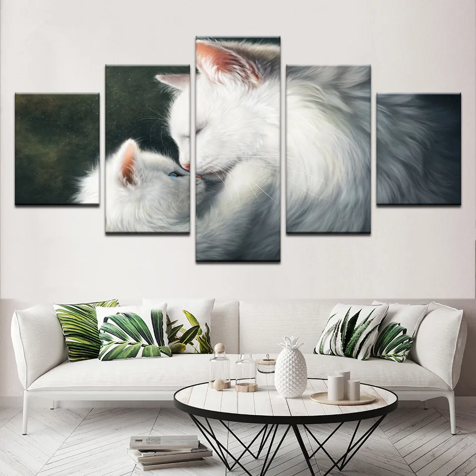 

Home Decoration Canvas Painting HD Prints 5 Pieces Cat Lovely Wall Art Animal Animal Modular Pictures Living Room Artwork Poster