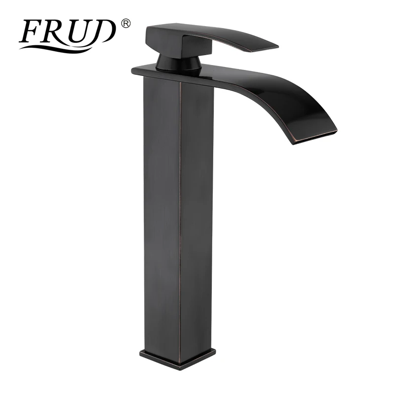 

FRUD Basin Faucets Waterfall Bathroom Faucet Tall Water Tap Mixer Deck Mounted Basin Sink Tap Single Handle Washing Mixer Y10138