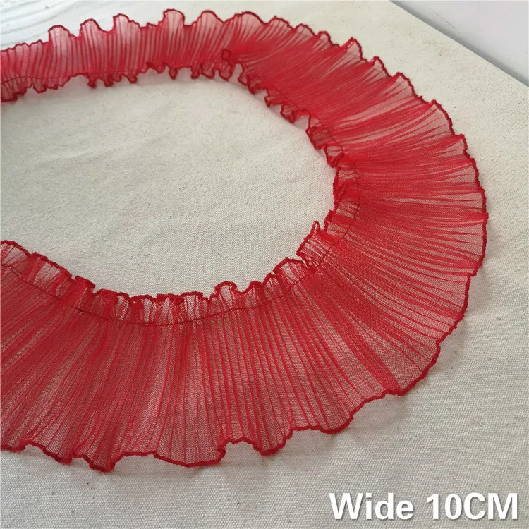

10CM Wide Tulle Voile Lace Elastic Pleated Chiffon Lace Collar Ruffle Sewing Trim Ribbon DIY Crafts Clothes Wedding Dress Supply