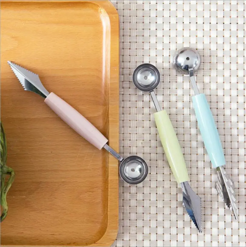 Новые инструменты для резьбы с двойной головкой ложка-шарик для фруктов DIY креативный маленький нож для фруктов Арбузные ложки Кухонные гаджеты