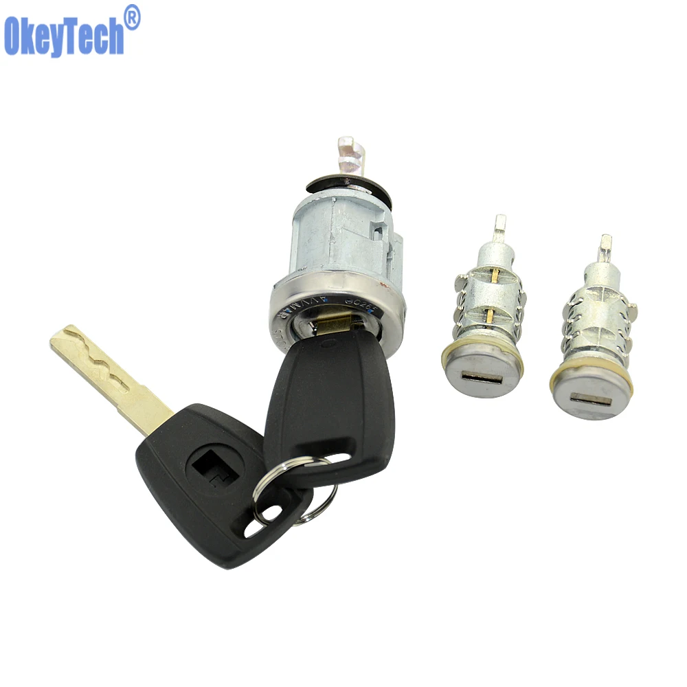 

OkeyTech Lock Set & 2 Key For Fiat Original Car Milling Modified Door Kit Cylinder Ignition Replacement Trunk Lock SIP22 Blade