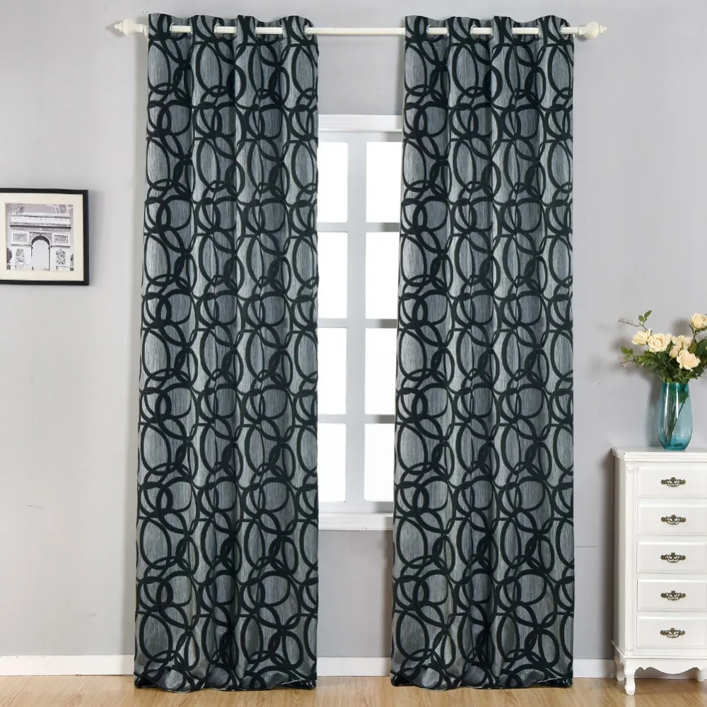 NAPEARL Grommet Top Jacquard Endless Curtain Textured Grey Drapes Panel
