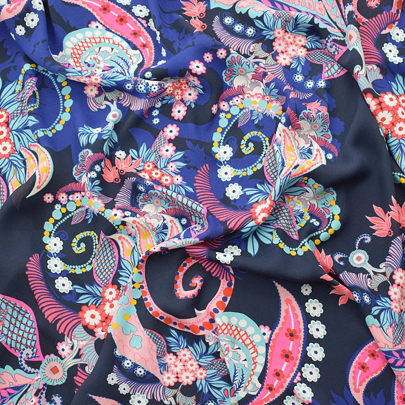 148x100cm Vintage Floral Print Imported Soft Chiffon Fabric for Women Long beach Dress Shirts Sewing Patchwork Cloth Upholstery | Дом и сад