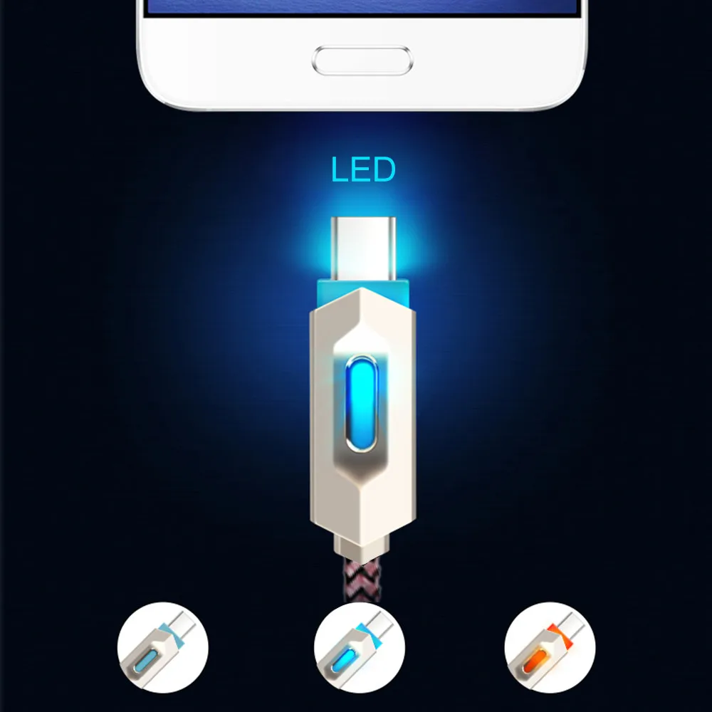 

mobile phone charger charging Cable Nylon Braided Lights LED Micro/Type-C Fast Charger Cable For DJI OSMO Pocket z75
