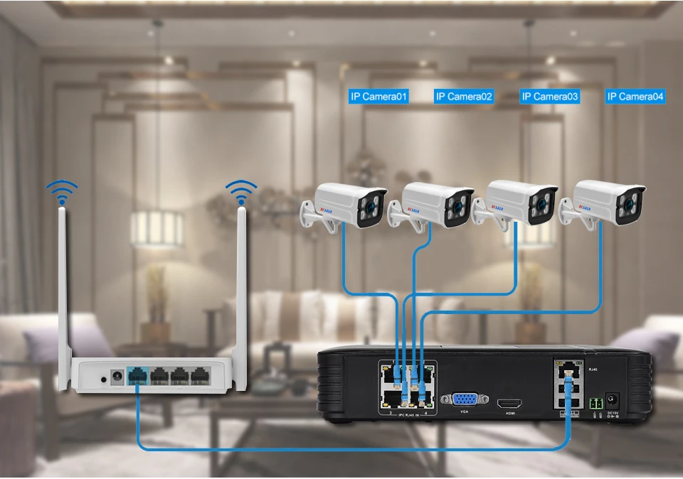 Besder аудио 1080P CCTV система безопасности с LAN кабелями 1080P Внутренняя/внешняя ip-камера 1080P 4CH POE15V NVR комплект видеонаблюдения P2P XMEye