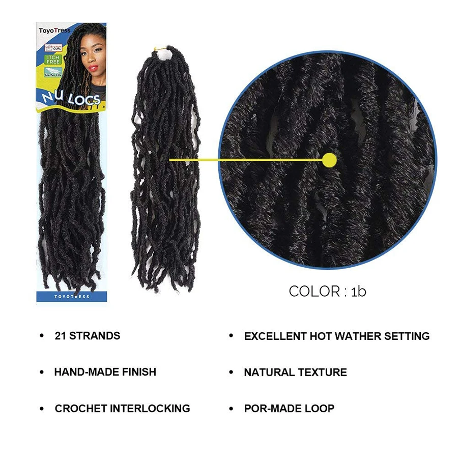 Nu Locs Crochet Hair Braiding Synthetic Hair Extension 1-10pcs Faux Locs Curly Crochet Braiding Hair Extensions Toyotress Hair