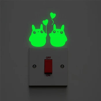 

Cartoon Totoro Balloon Luminous Switch Decals Kids Rooms Glow In The Dark Home Decor Fluorescent Wall Stickers Vinyl Wallpaper