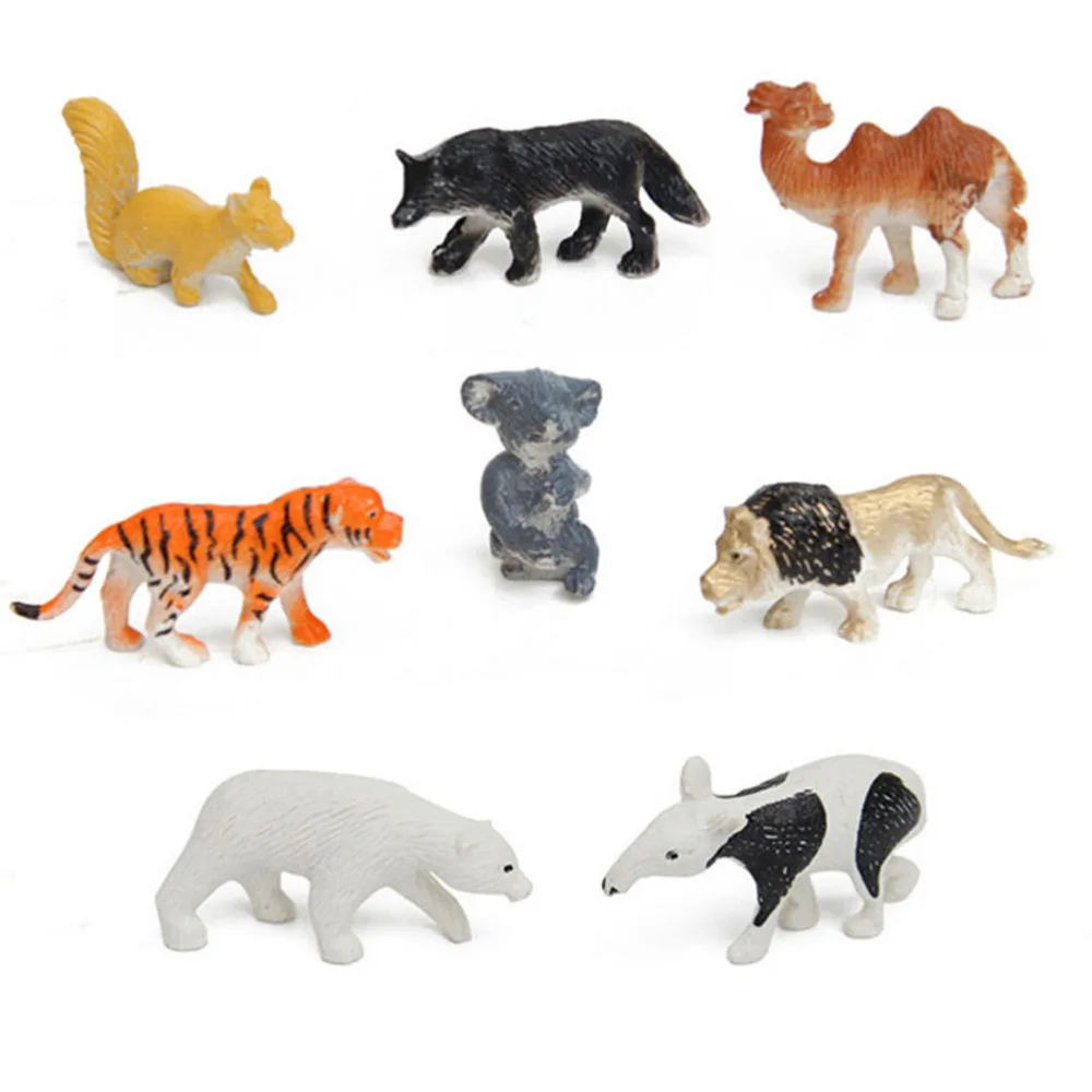 

16Pcs Children Animal Model Tiger/lion/camel/polar bear/dog Set Plastic Multi-Colored Developmental Wild Animal Figures Toys