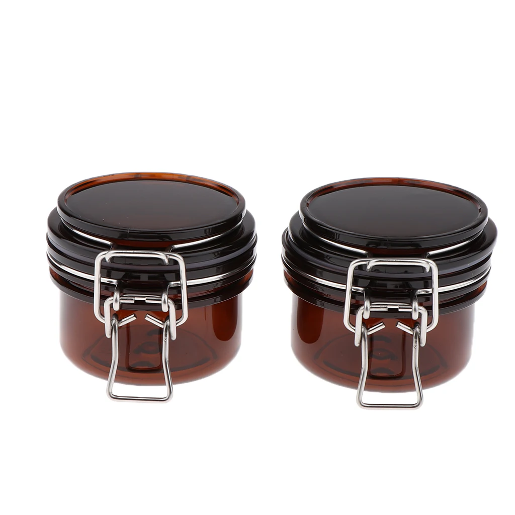 2pcs Facial Mask Container Empty Jar Pot Amber Cosmetic Makeup Face Cream Container Refillable Cosmetic Bottles with Lids