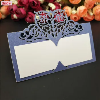 

5000pcs Laser Cut Heart-shaped Wedding Party Table Name Cards Wedding Decoration 21 Colors 9x9cm Place Name Card 5ZSH871