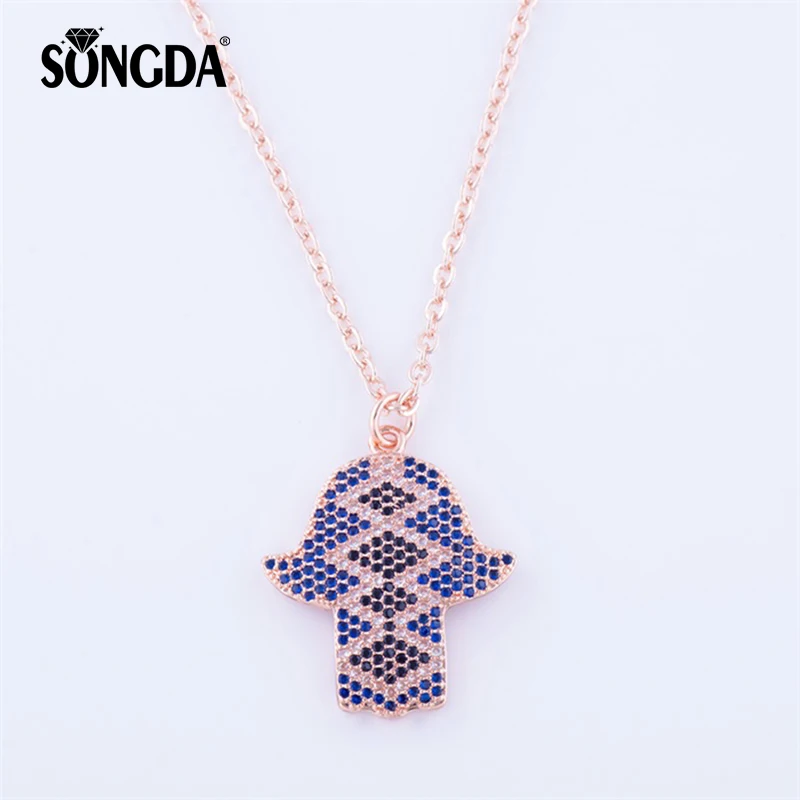

SONGDA Chains Women CZ Necklace Vintage Jewelry Evil Eye Chrms Micro Pave Zircon Amulet Choker For Family &Friend Schmuck PX0489