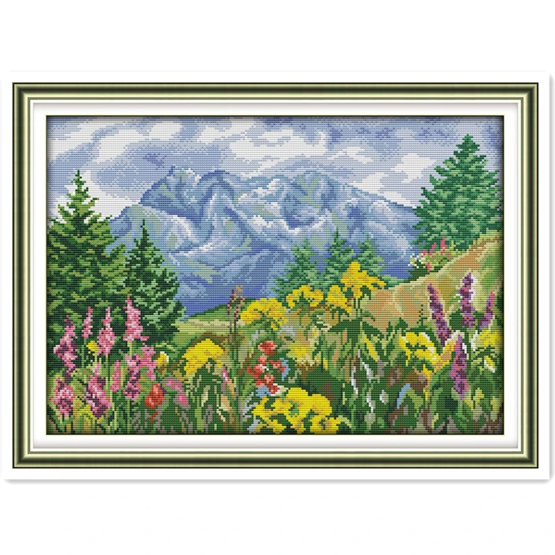 

Distant Mountain Rest Room Cross Stitch Home Decor Chinese Counted Cross Stitch Patterns Kits Painting DMC Cross Stitch Fabric