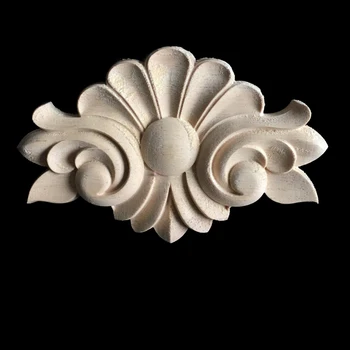 

Antique Decorative Wood Appliques Europe Furniture Decor Cabinet Door Irregular Wooden Mouldings Flower Carving Figurine Craft