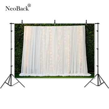 

NeoBack Photography backdrops wedding part Beige White Drape Wall Curtain love Bridal shower banner photo studio P4336