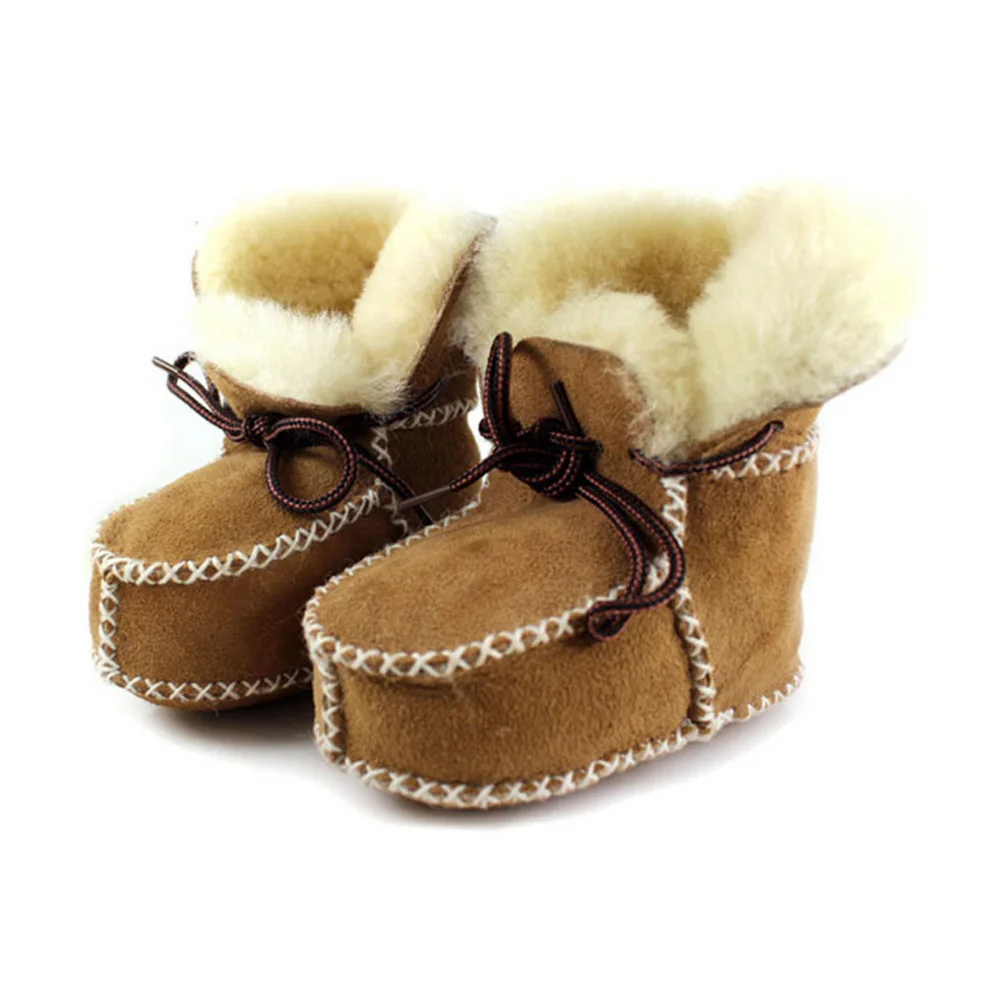Зимняя детская обувь; теплые ботиночки из овечьей кожи для маленьких мальчиков и девочек; шерстяная Меховая детская обувь; Мокасины младенческие; ботиночки - Цвет: XZ3099B