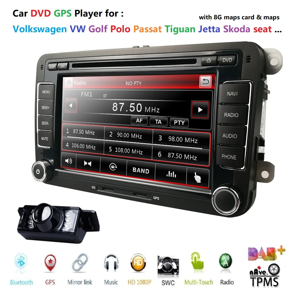 " 2 din автомобильный DVD gps Радио стерео плеер для Volkswagen VW golf 6 touran passat B7 sharan Touran polo tiguan seat leon~ dab+ swc