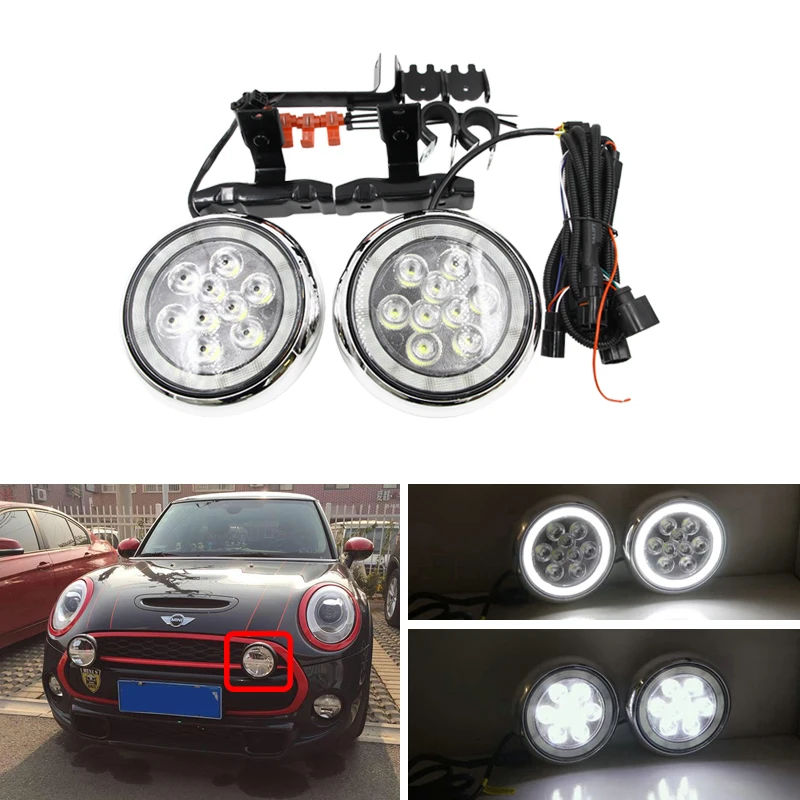 Fits For Mini Cooper F55 F56 F57 14 16 Front Bumper Led Driving Fog