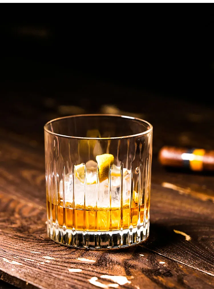 Japanese striped whiskey glass Bar special classical cocktail glass Vintage spirit wine Cups 360ml