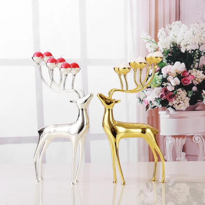 

Luxurious Deer Candle Holders Stainless Steel Candle Holder Candlestick Wedding Candelabra Decoration Christmas Gift Free Candle