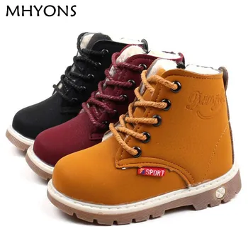 

MHYONS child snow boots shoes for girls boys boots fashion soft bottom baby girls boot 21-30 autumn winter child boots shoe