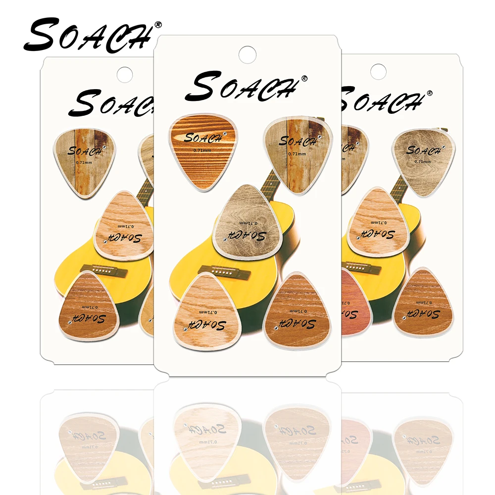 

SOACH 10pcs Newest Wood grain Guitar Picks Thickness 0.71mm Celluloid with package sent randomly Guitar Parts & Accessories