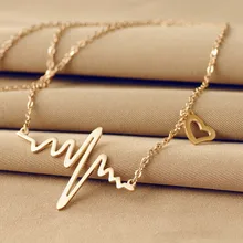 С помощью FedEx 120 шт./лот модные сердцебиение в форме ожерелье ecg ключицы ожерелья цепи для подарки для леди