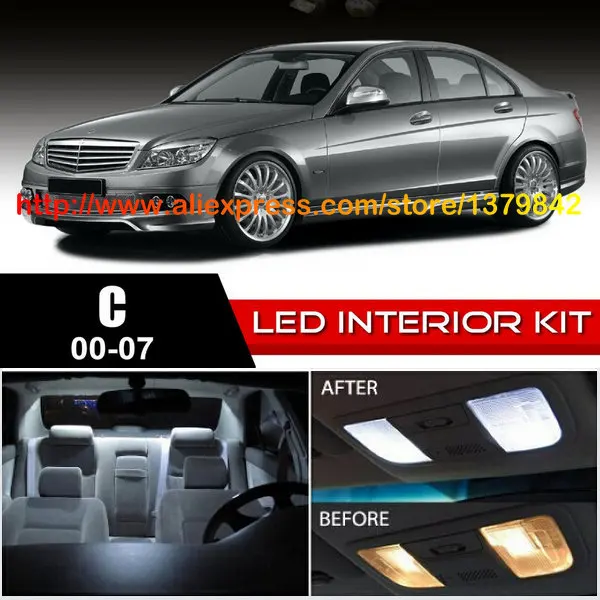 

Free Shipping 14Pcs/Lot 12v Xenon White/Blue Package Kit LED Interior Lights For 00-07 Mercedes C Class