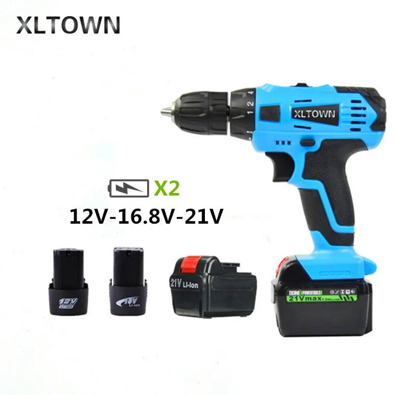 

XLTOWN12/16.8/21V Cordless Electric Drill Multi-function Lithium Battery Electric Screwdriver Household Lithium Drill Power Tool