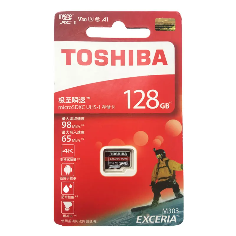 TOSHIBA Micro SD карты памяти 256 ГБ 128 Гб 64 Гб 98 МБ/с. Водонепроницаемый TF карта памяти SDXC с UHS-I U3 V30 Trans микро карты 128 ГБ для смарт телефона