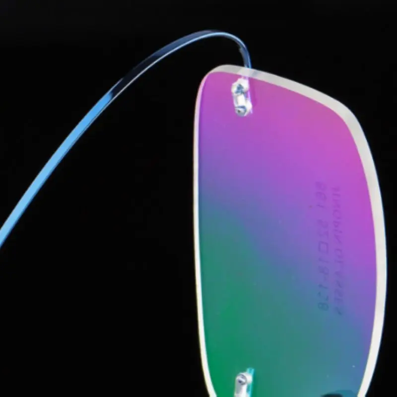Mayitr 1pc Unisex Ultralight Rectangular Glasses Frame Flexible Rimless Memory Metal Eyeglass Frames 4 Colors