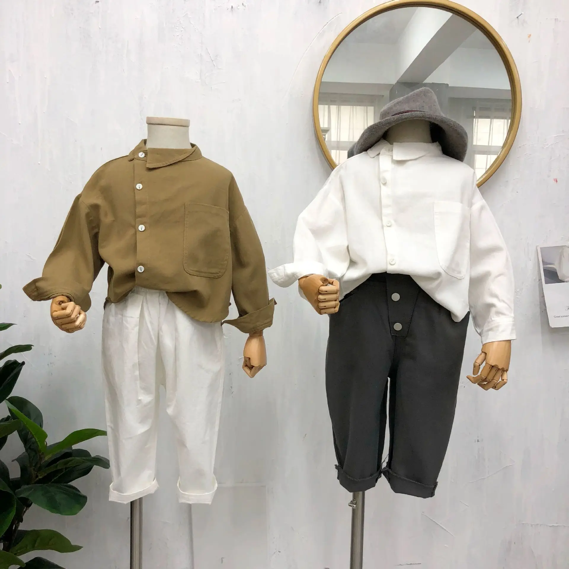 Блузка для девочек корейские повседневные рубашки с длинными рукавами для девочек, Модная хлопковая детская одежда с боковой пряжкой топы, рубашки для маленьких девочек от 2 до 6 лет