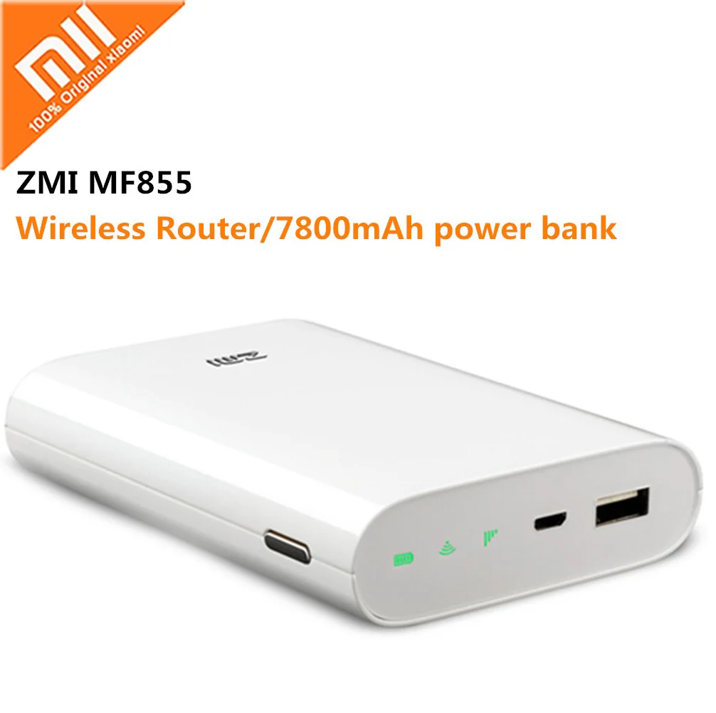 

Original Xiaomi ZMI 4G Wifi Router 7800 mAh MF855 3G 4G Wireless Wifi Repeater Wifi Router Mobile Hotspot Power Bank Micro USB